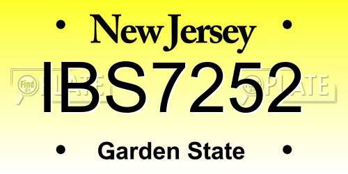 IBS7252 New Jersey License Plate