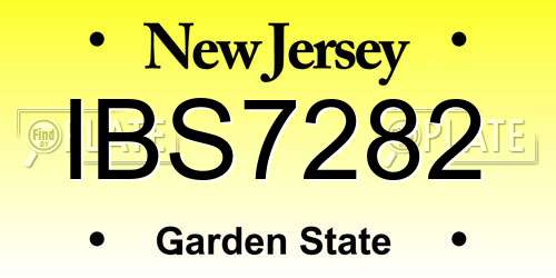IBS7282 New Jersey License Plate