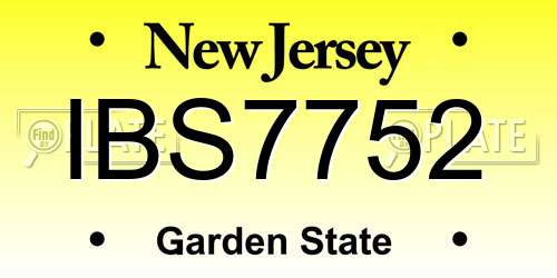 IBS7752 New Jersey License Plate