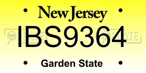 IBS9364 New Jersey License Plate