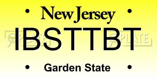IBSTTBT New Jersey License Plate