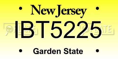 IBT5225 New Jersey License Plate