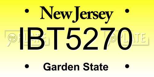 IBT5270 New Jersey License Plate