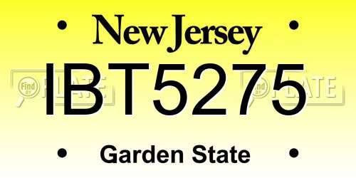 IBT5275 New Jersey License Plate