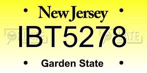 IBT5278 New Jersey License Plate
