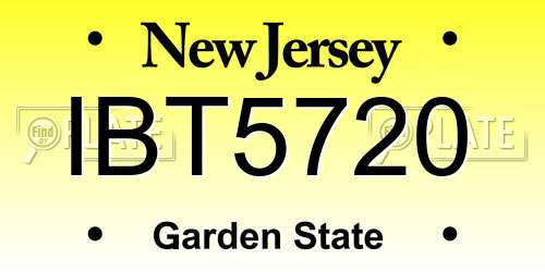 IBT5720 New Jersey License Plate