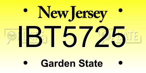 IBT5725 New Jersey License Plate