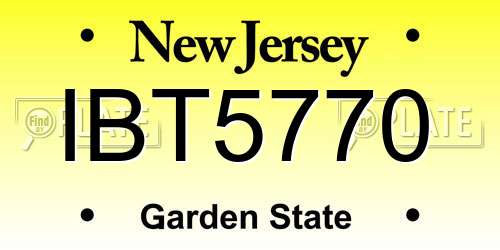 IBT5770 New Jersey License Plate
