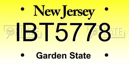 IBT5778 New Jersey License Plate