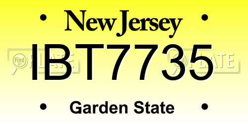 IBT7735 New Jersey License Plate