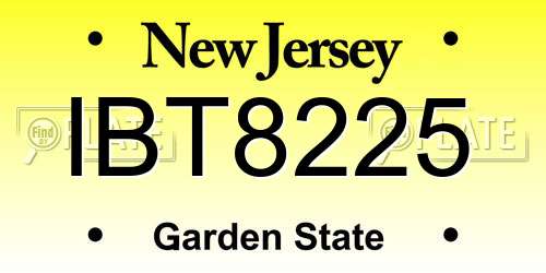 IBT8225 New Jersey License Plate