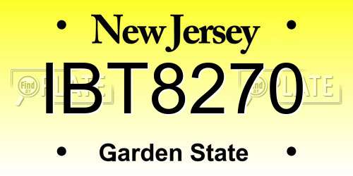 IBT8270 New Jersey License Plate