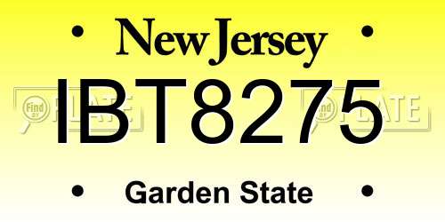 IBT8275 New Jersey License Plate