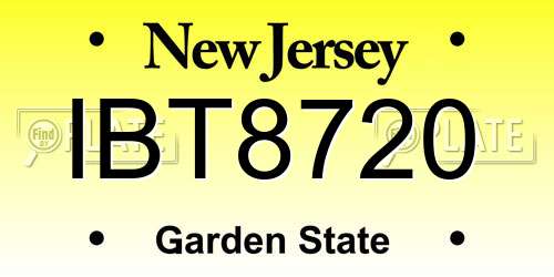 IBT8720 New Jersey License Plate