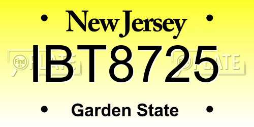 IBT8725 New Jersey License Plate