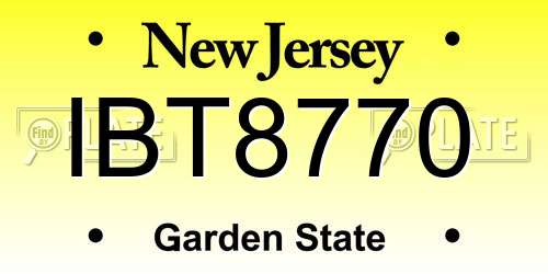 IBT8770 New Jersey License Plate