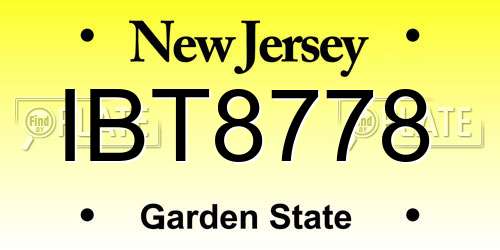 IBT8778 New Jersey License Plate
