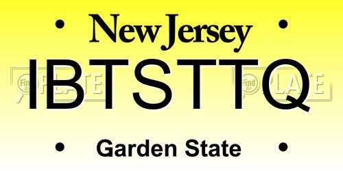 IBTSTTQ New Jersey License Plate