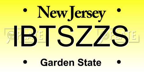 IBTSZZS New Jersey License Plate
