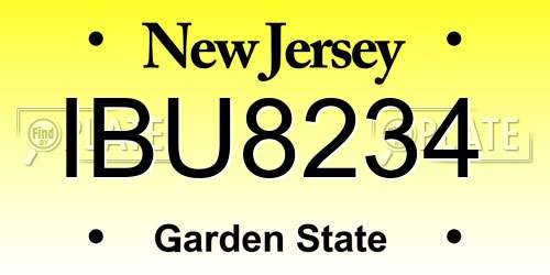 IBU8234 New Jersey License Plate