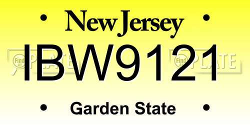 IBW9121 New Jersey License Plate