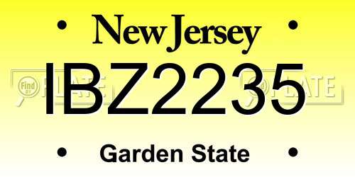 IBZ2235 New Jersey License Plate