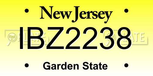IBZ2238 New Jersey License Plate