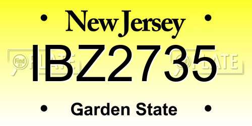 IBZ2735 New Jersey License Plate