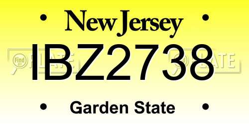 IBZ2738 New Jersey License Plate