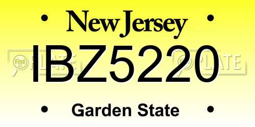 IBZ5220 New Jersey License Plate
