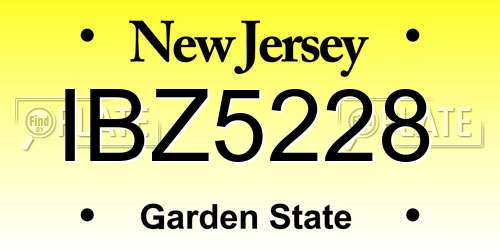 IBZ5228 New Jersey License Plate