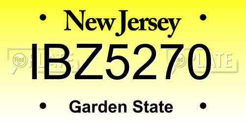 IBZ5270 New Jersey License Plate