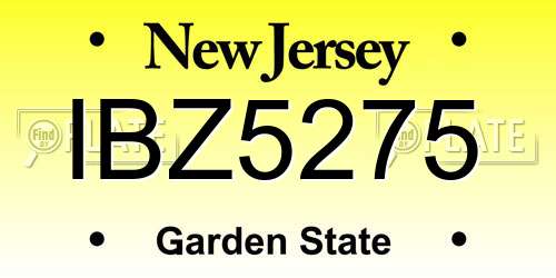 IBZ5275 New Jersey License Plate