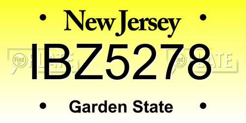IBZ5278 New Jersey License Plate