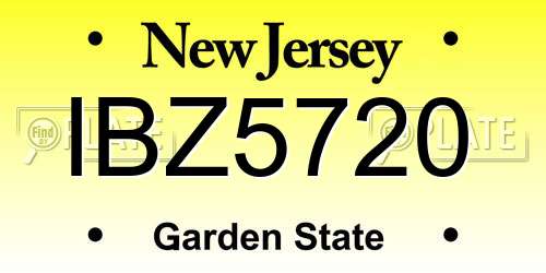 IBZ5720 New Jersey License Plate