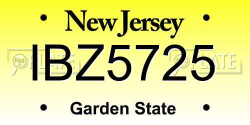 IBZ5725 New Jersey License Plate
