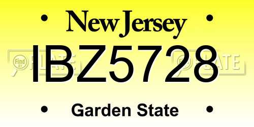 IBZ5728 New Jersey License Plate
