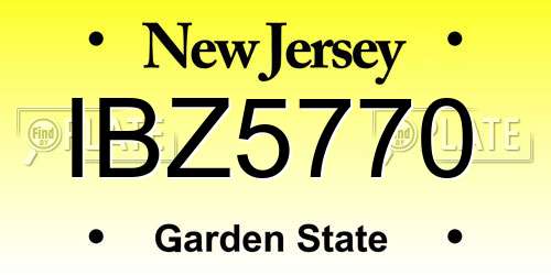 IBZ5770 New Jersey License Plate