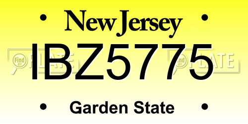 IBZ5775 New Jersey License Plate