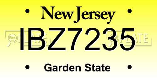 IBZ7235 New Jersey License Plate