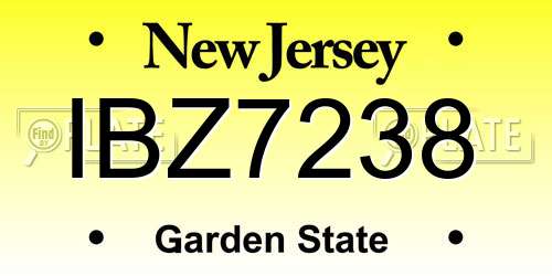 IBZ7238 New Jersey License Plate