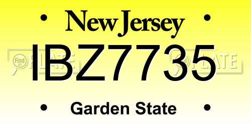 IBZ7735 New Jersey License Plate