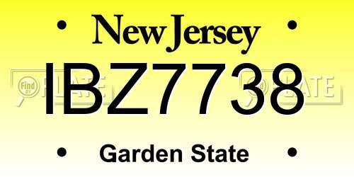 IBZ7738 New Jersey License Plate