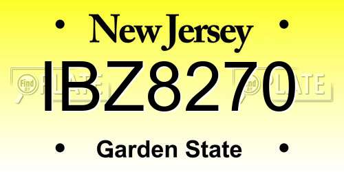 IBZ8270 New Jersey License Plate