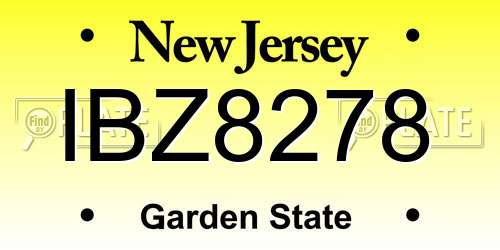 IBZ8278 New Jersey License Plate
