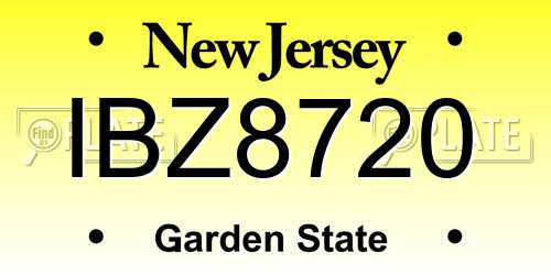 IBZ8720 New Jersey License Plate