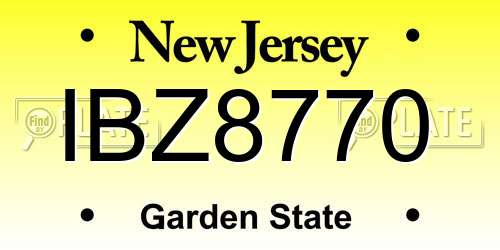 IBZ8770 New Jersey License Plate