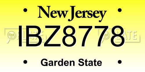 IBZ8778 New Jersey License Plate