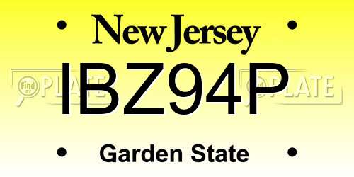 IBZ94P New Jersey License Plate
