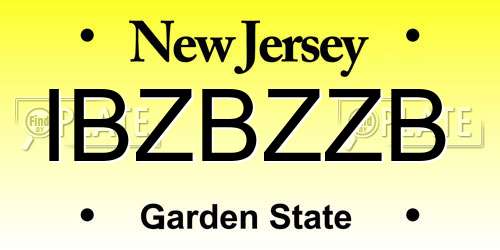 IBZBZZB New Jersey License Plate